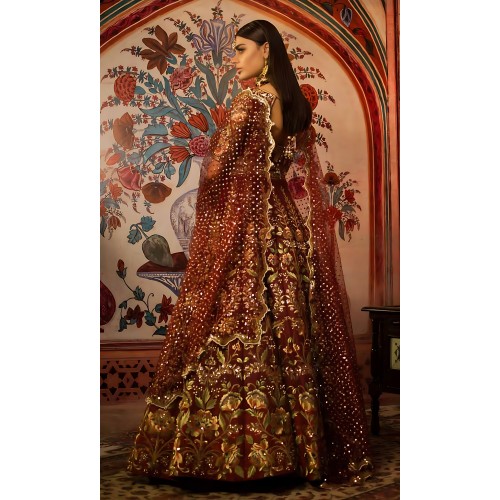 Chocolate Cosmos Nemesia Lehenga Choli