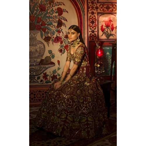Chocolate Cosmos Nemesia Lehenga Choli