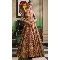 Berry Burgundy Nemesia Jacket and Lehenga