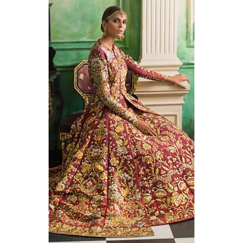Berry Burgundy Nemesia Jacket and Lehenga