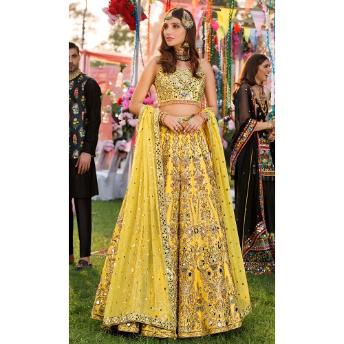 Banana Yellow Nemesia Lehenga Choli Banana Yellow Nemesia Lehenga Choli