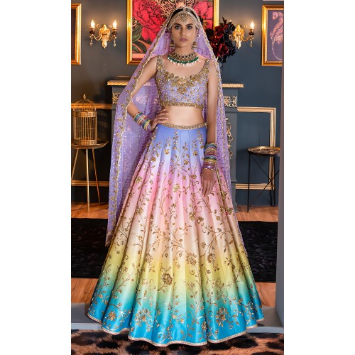 Tropical Indigo Ombre Nemesia Lehenga Choli Tropical Indigo Ombre Nemesia Lehenga Choli