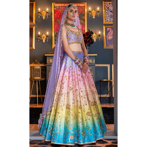 Tropical Indigo Ombre Nemesia Lehenga Choli Tropical Indigo Ombre Nemesia Lehenga Choli