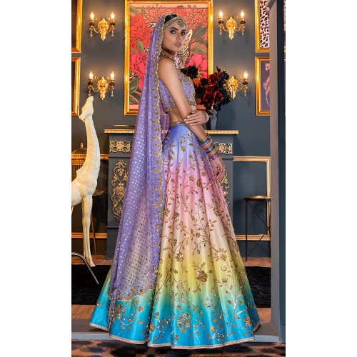 Tropical Indigo Ombre Nemesia Lehenga Choli Tropical Indigo Ombre Nemesia Lehenga Choli