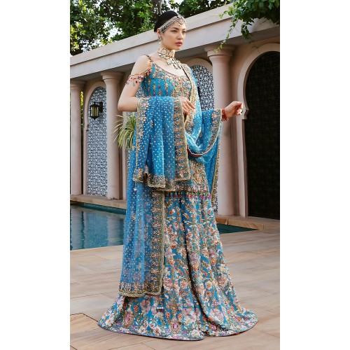 Bright Cerulean Nemesia Shirt and Dhaka Pajama