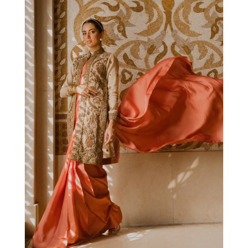 Apricot Lily Jacket and Saree Apricot Lily Jacket and Saree