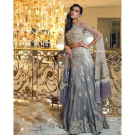 Slate Gray Fleur-de-lis Lehenga Choli