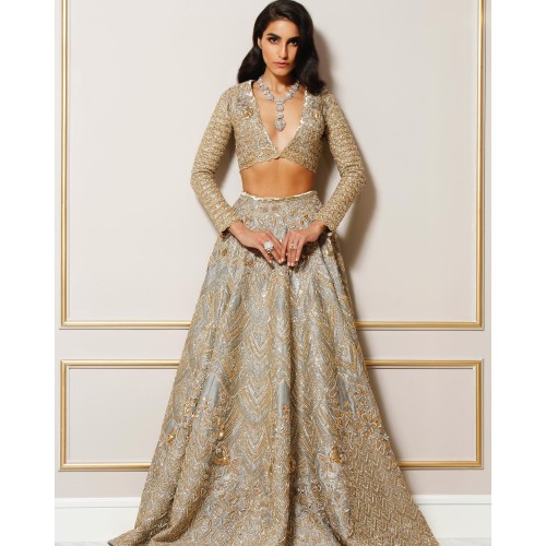 Silver Fleur-de-lis Lehenga Choli