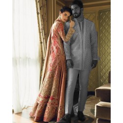 American Beauty Nude Fleur-de-lis Lehenga