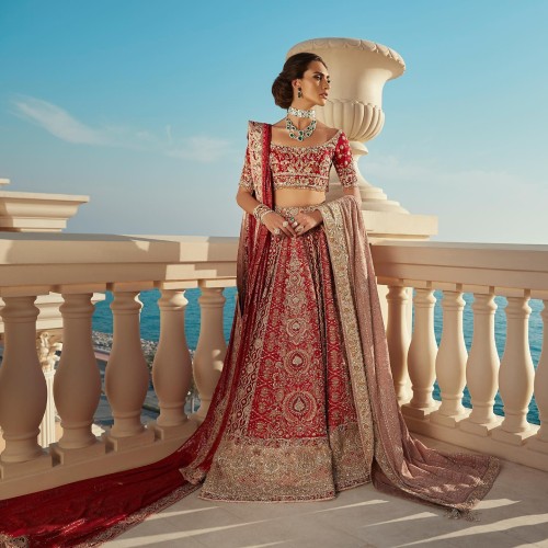 Carnelian Fleur-de-lis Choli and Lehenga Carnelian Fleur-de-lis Choli and Lehenga