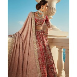 Carnelian Fleur-de-lis Choli and Lehenga