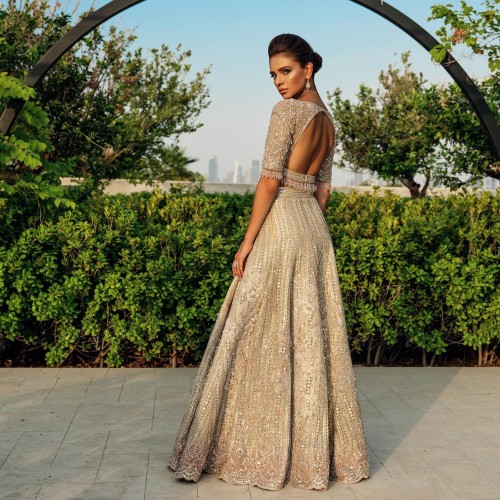 Light Orange Fleur-de-lis Lehenga and Choli Light Orange Fleur-de-lis Lehenga and Choli