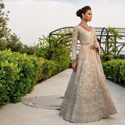 Champagne Pink Fleur-de-lis Jacket and Lehenga Champagne Pink Fleur-de-lis Jacket and Lehenga
