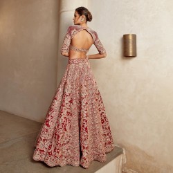 Penn Red Fleur-de-lis Lehenga Choli Penn Red Fleur-de-lis Lehenga Choli
