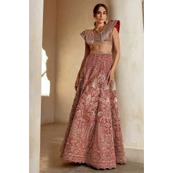 Maroon Fleur-de-lis Lehenga Choli