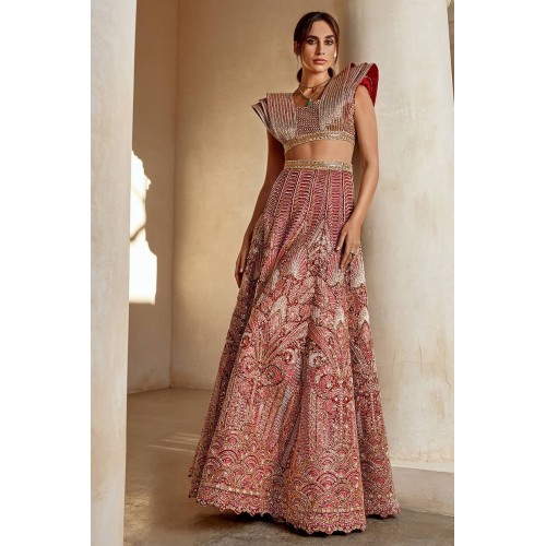 Maroon Fleur-de-lis Lehenga Choli Maroon Fleur-de-lis Lehenga Choli
