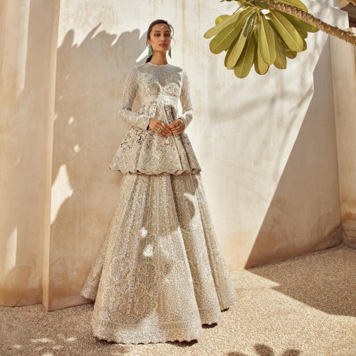 Pearl Fleur-de-lis Peplum and Lehenga Pearl Fleur-de-lis Peplum and Lehenga