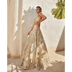 Peach-Yellow Fleur-de-lis Gown and Lehenga Peach-Yellow Fleur-de-lis Gown and Lehenga