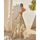 Peach-Yellow Fleur-de-lis Gown and Lehenga Peach-Yellow Fleur-de-lis Gown and Lehenga