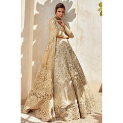 Peach-Yellow Fleur-de-lis Gown and Lehenga