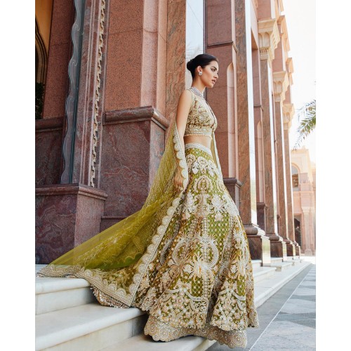 Apple Green Fleur-de-lis Lehenga Choli