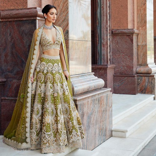 Apple Green Fleur-de-lis Lehenga Choli