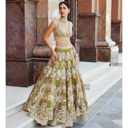 Apple Green Fleur-de-lis Lehenga Choli Apple Green Fleur-de-lis Lehenga Choli