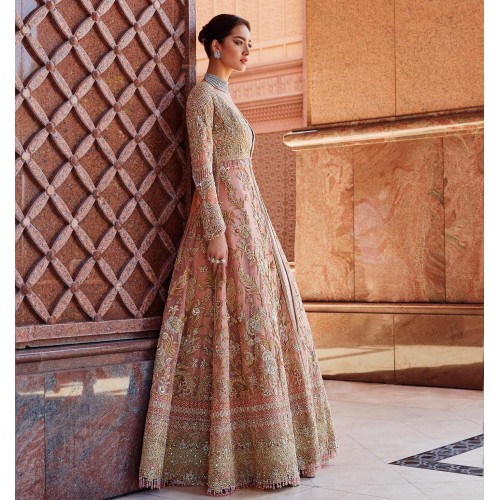 New Coral Fleur-de-lis Jacket and Lehenga