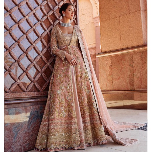 New Coral Fleur-de-lis Jacket and Lehenga