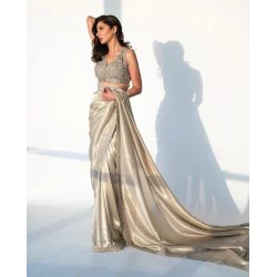 Champagne Fleur-de-lis Saree