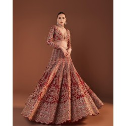 NCS Red Fleur-de-lis Lehenga Choli