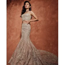 Desert Peach Fleur-de-lis Lehenga Choli