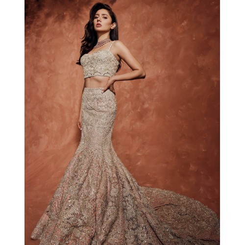 Desert Peach Fleur-de-lis Lehenga Choli