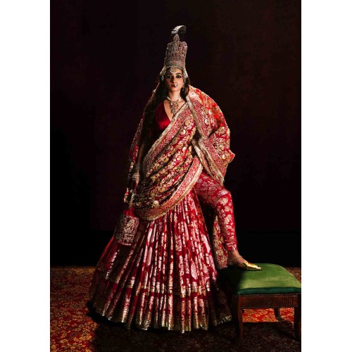 Fire Engine Red Marsh Choli Lehenga