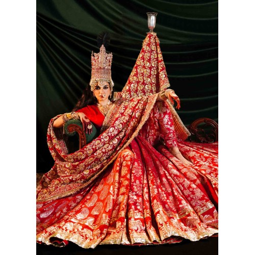 Fire Engine Red Marsh Choli Lehenga