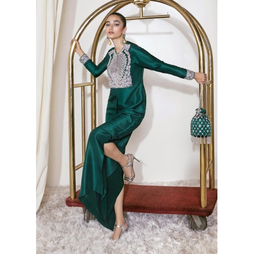 Brunswick Green Marsh Box Pleat Long Shirt