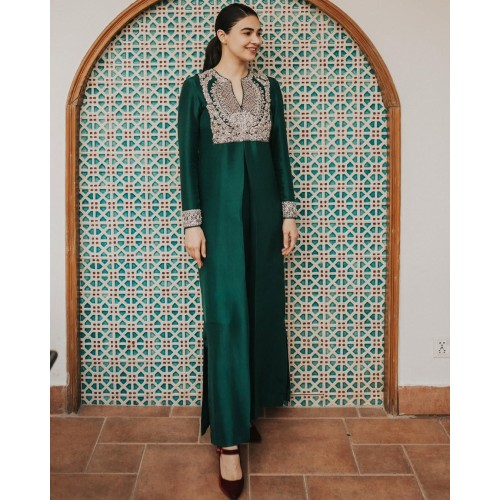 Brunswick Green Marsh Box Pleat Long Shirt