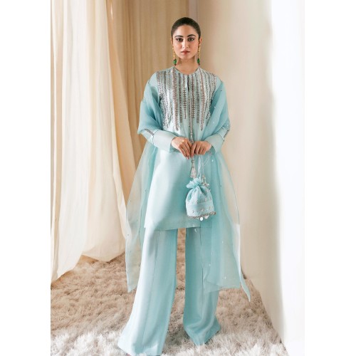 Italian Sky Blue Marsh Shirt and Palazzo