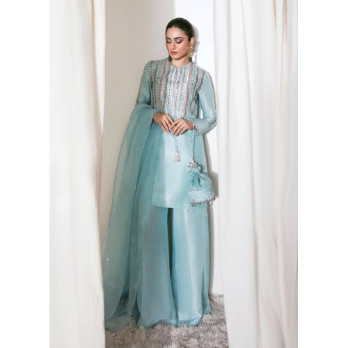 Italian Sky Blue Marsh Shirt and Palazzo