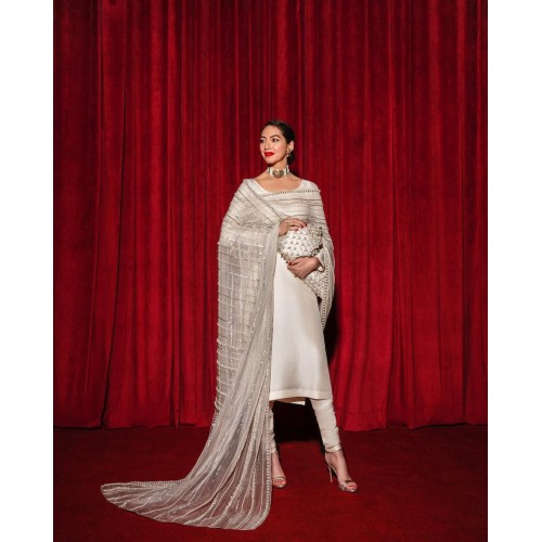 White Marsh Long Shirt and Chooridar