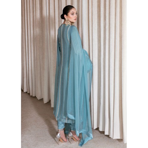 Baby Blue Marsh Long Shirt and Chooridar