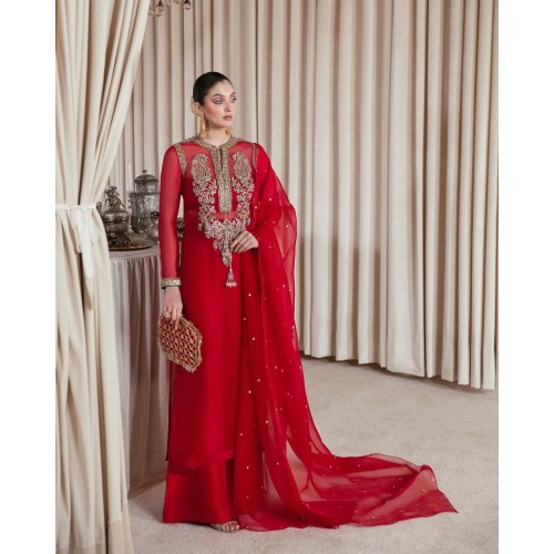 Fire Engine Red Marsh Long Shirt and Palazzo