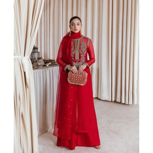 Fire Engine Red Marsh Long Shirt and Palazzo