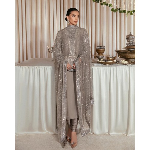 Cinereous Gray Marsh Long Shirt with Chooridar Pajama