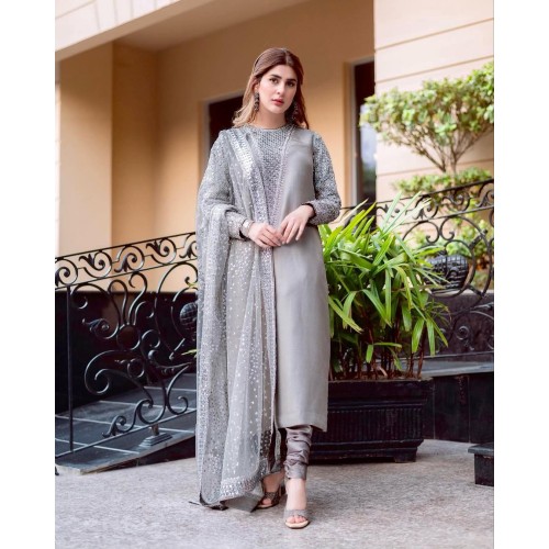 Cinereous Gray Marsh Long Shirt with Chooridar Pajama