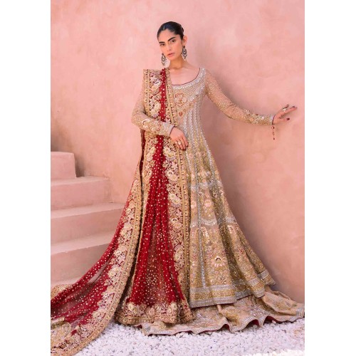 Sultry Beige Crocus Gown and Lehenga