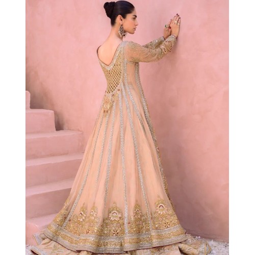 Sultry Beige Crocus Gown and Lehenga