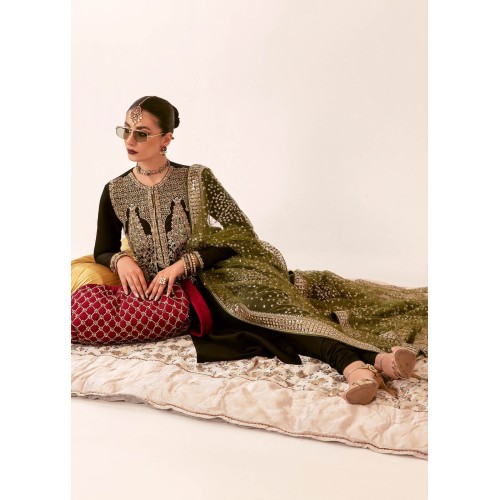 Black Marsh Long Shirt with Antique Bronze Dupatta Black Marsh Long Shirt with Antique Bronze Dupatta