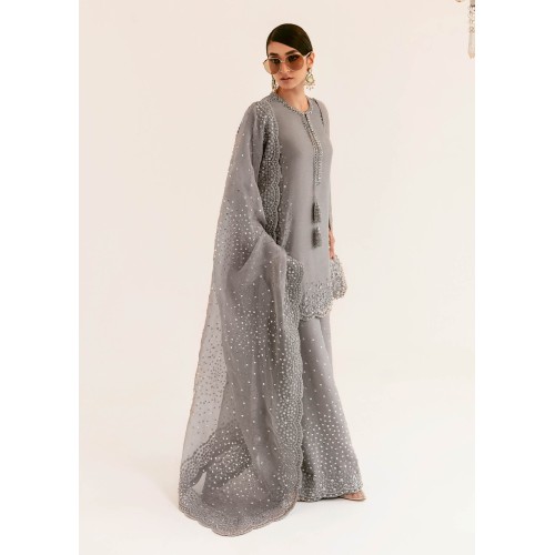 Mercury Silver Marsh Scalloped Hem Shirt