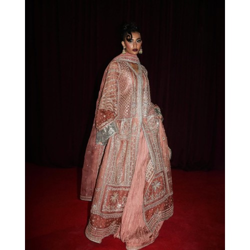 Peach and Apricot Marsh Jacket with Sharara Peach and Apricot Marsh Jacket with Sharara